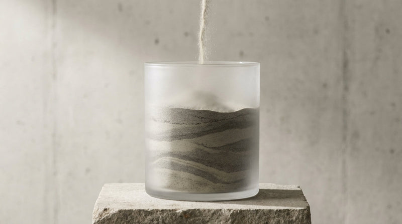 Minimalistisk konceptuell bild som visar gradvis uppbyggnad över tid, som illustrerar hur kosttillskott verkar genom konsekvent långvarigt intag